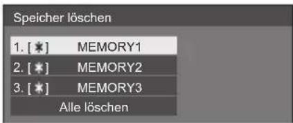 Speicher löschen 1. [★] MEMORY1 2. [★] MEMORY2 3. [★] MEMORY3 Alle löschen