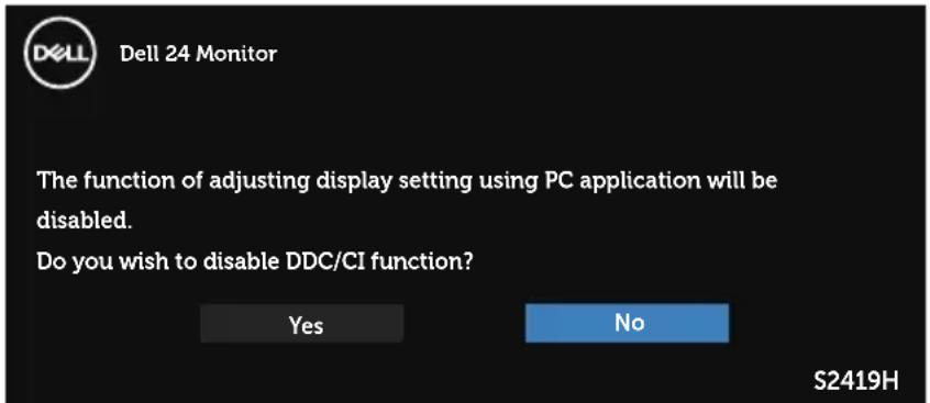 DELL S Series S2419HN - OSD warning messages - 3