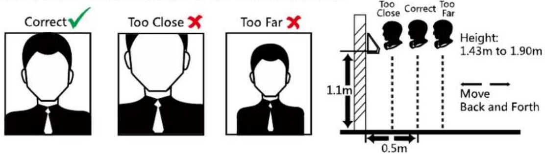 Correct ✓ Too Close ✗ Too Far ✗ 1.1m 0.5m 1.43m to 1.90m Move Back and Forth