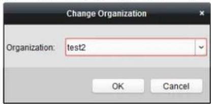Change Organization Organization: test2 OK Cancel