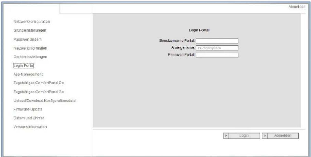 Busch-Jaeger 83342 - Konfigurationsseite "Login Portal" - 1