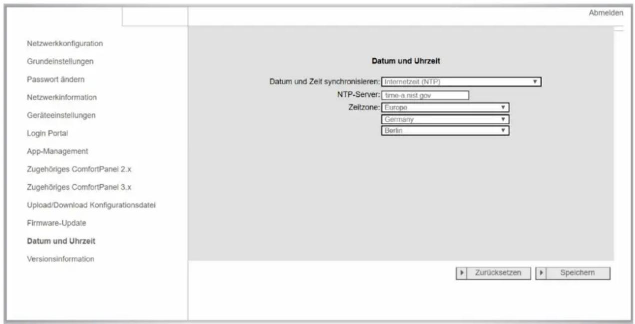 Busch-Jaeger 83342 - Konfigurationsseite "Datum und Uhrzeit" - 1