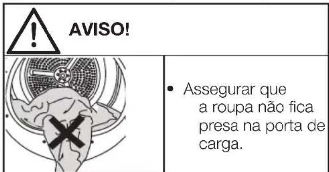 AVISO! • Assegurar que a roupa não fica presa na porta de carga.