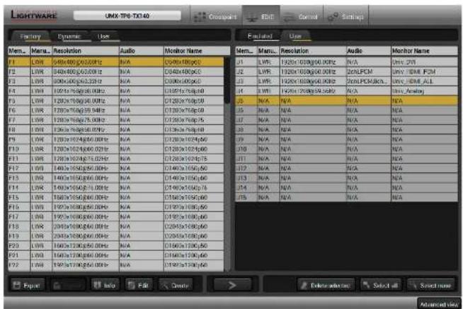 Lightware UMX-TPS-TX140 - EDID Menu - 1