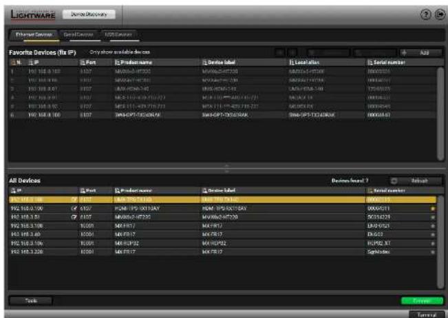 Lightware UMX-TPS-TX140 - Connecting to a Device (Device Discovery Window) - 1