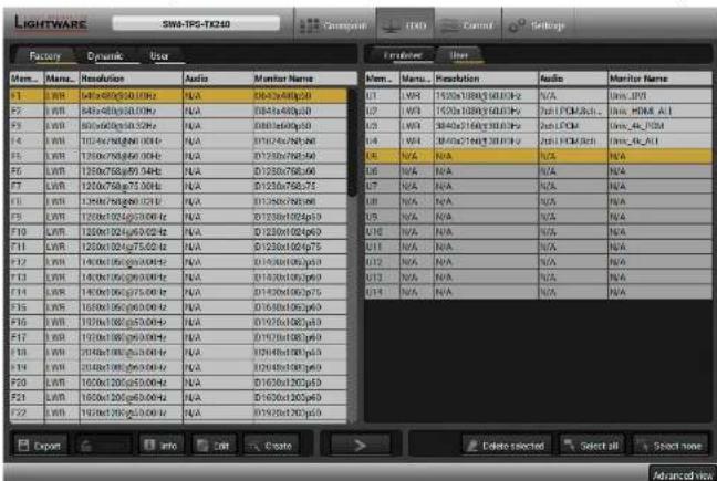 Lightware SW4-TPS-TX240 - EDID Menu - 1