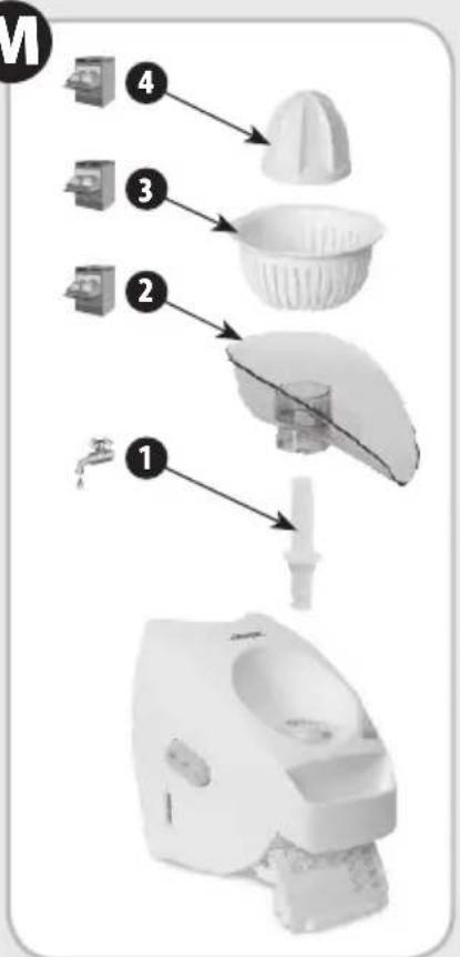 Exploded view diagram of a medical device with numbered parts and labeled parts in English