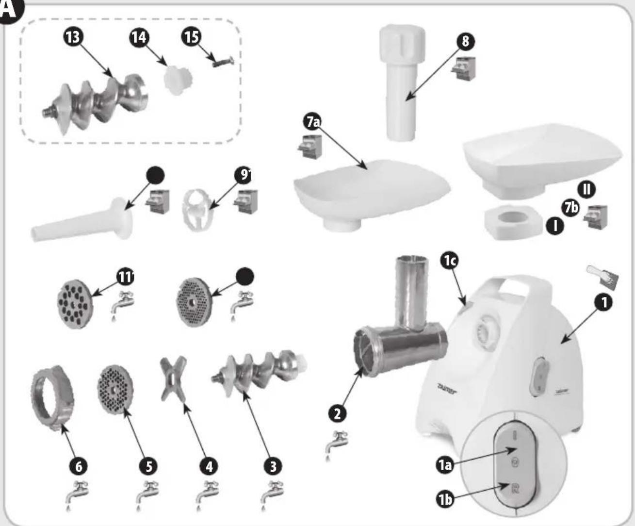 Exploded view diagram of a kitchen appliance with numbered parts and labeled parts in Chinese