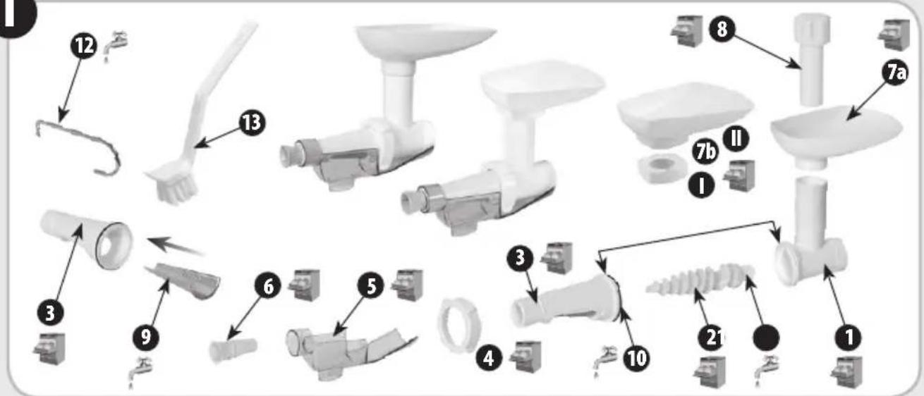 Exploded view diagram of a food kitchen with numbered parts for identification and assembly.