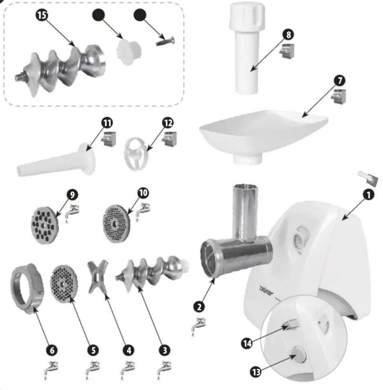 Exploded view diagram of a sewing machine with numbered parts for identification and assembly.