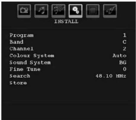 Walker WP4611LCD - Install Menu - 1