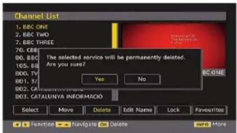 Walker WP4210IDTV - Deleting the Channels in the Channel List - 2