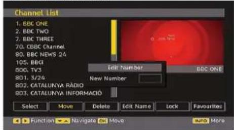 Walker WP4210IDTV - Moving the channels in the channel list - 1