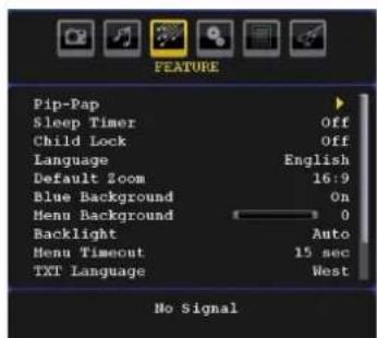 Walker WP4210IDTV - Feature Menu - 1