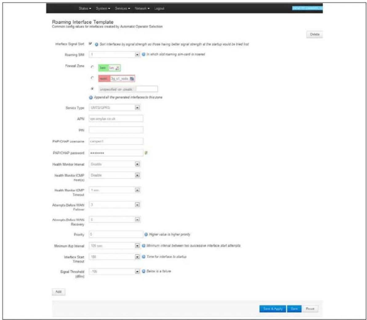 Virtual Access GW3300 - Roaming interface template - 1