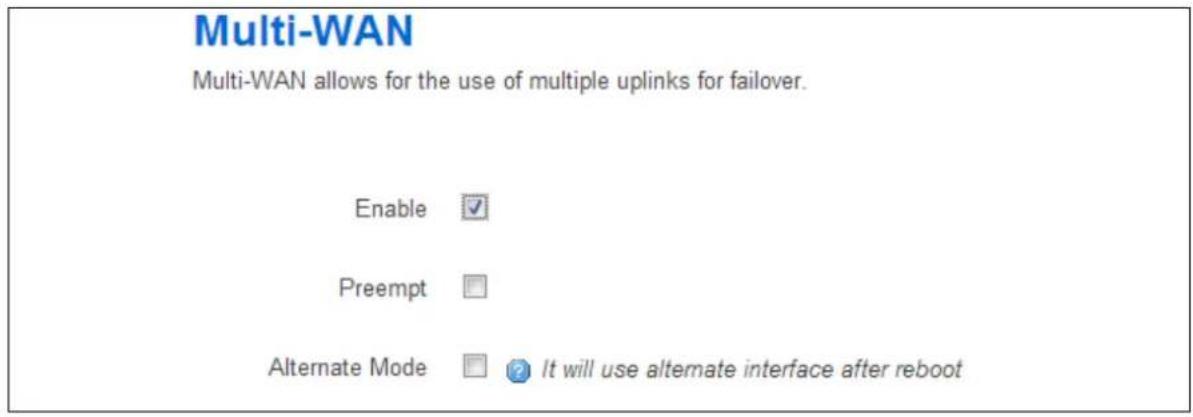 Virtual Access GW3300 - Set multi-WAN options for pre-empt disabled - 1