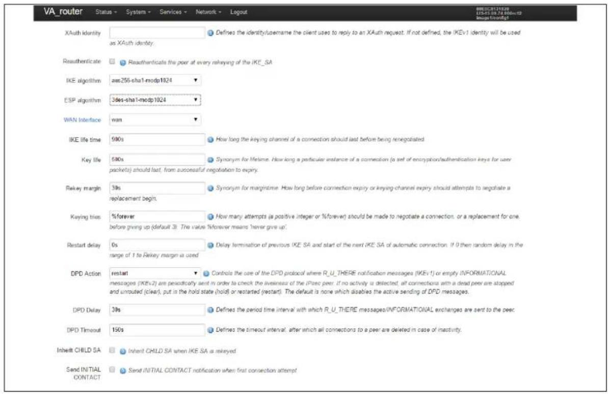 Virtual Access GW3300 - Common settings: IPSec settings - 1