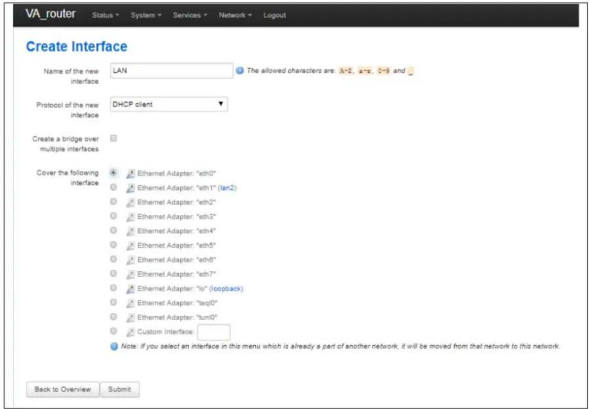 Virtual Access GW3300 - Creating a new interface for DHCP client - 1