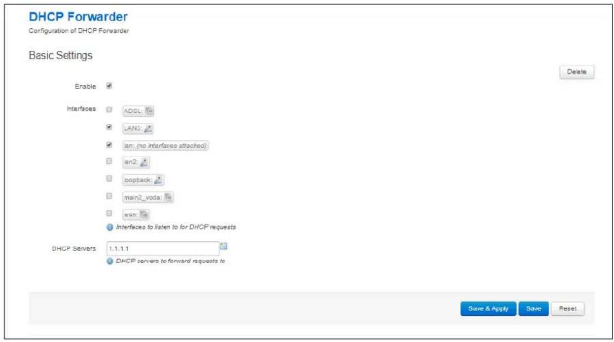 Virtual Access GW3300 - Configuring DHCP forwarding using the web interface - 1