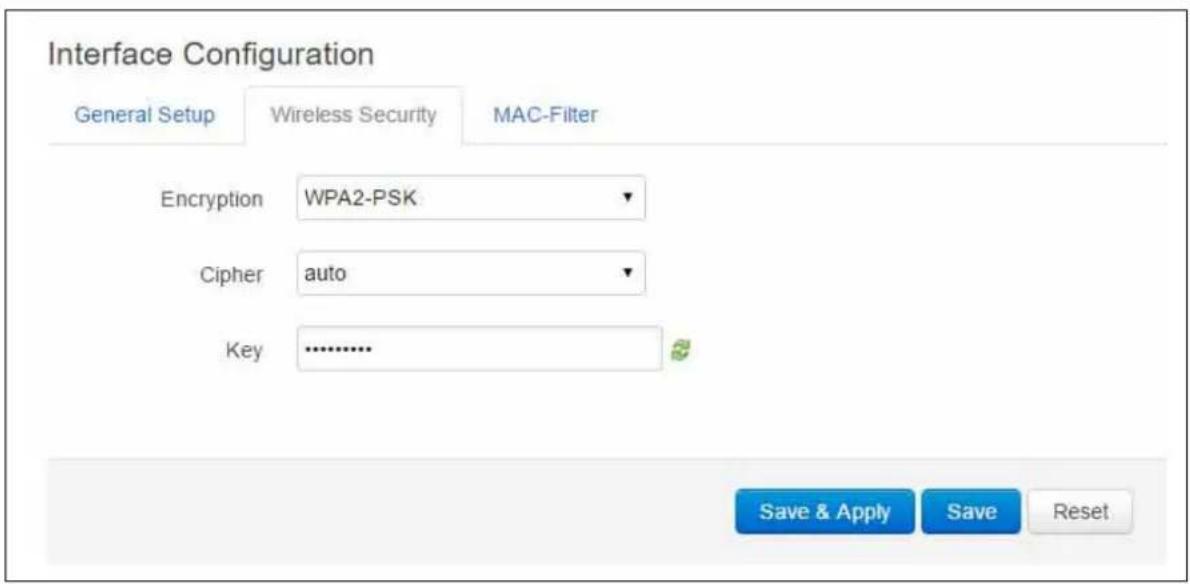 Virtual Access GW3300 - Interface configuration: wireless security - 1