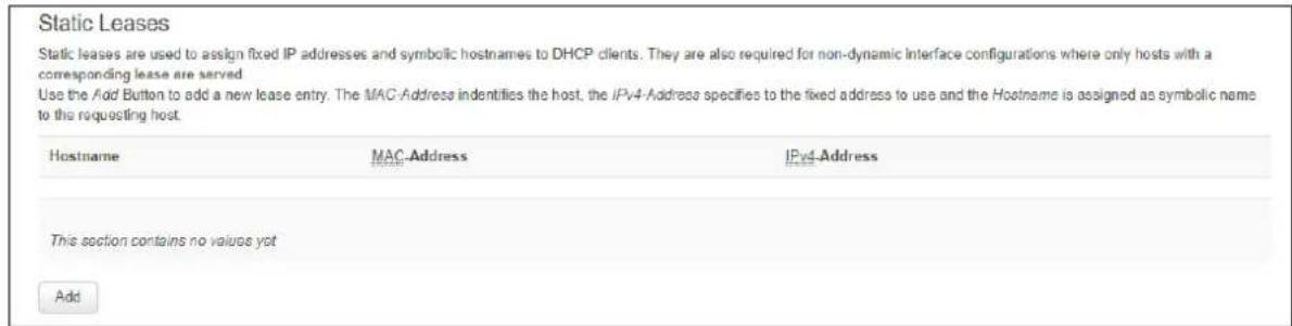 Virtual Access GW3300 - Configuring static leases using the web interface - 1