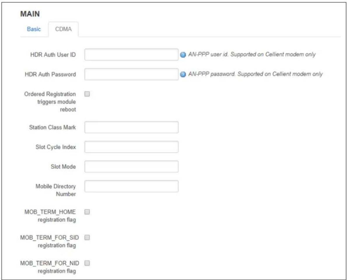 Virtual Access GW3300 - Mobile manager: CDMA settings - 1