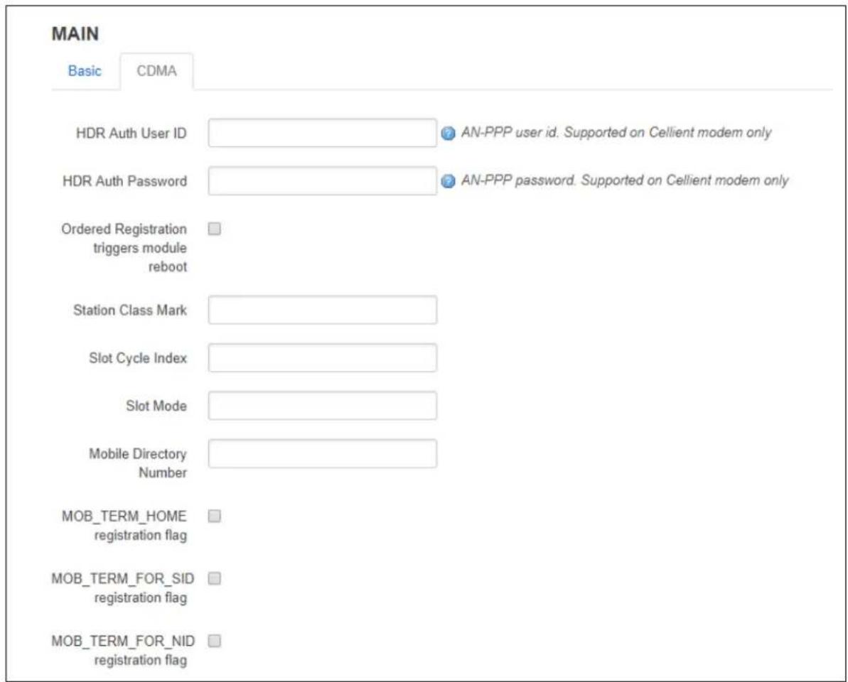 Virtual Access GW3300 - Mobile manager: CDMA settings - 1