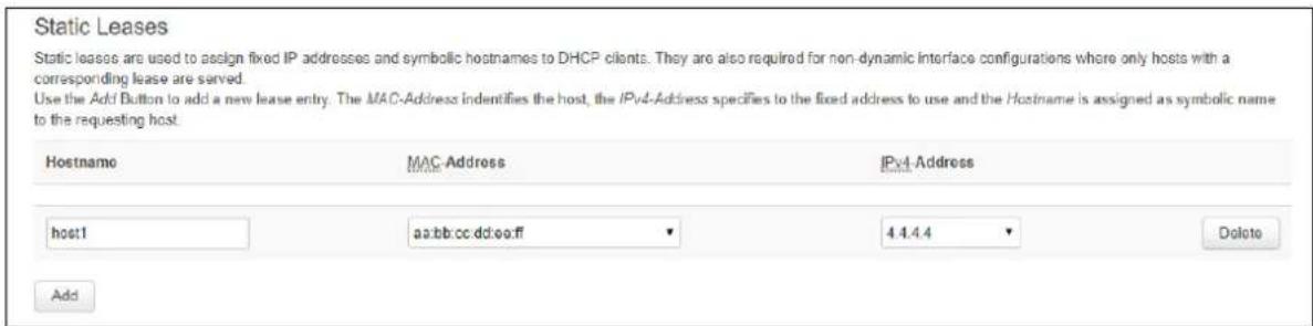 Virtual Access GW3300 - Configuring static leases using the web interface - 2