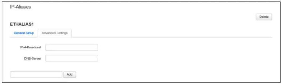 Virtual Access GW3300 - IP-aliases: advanced settings - 1