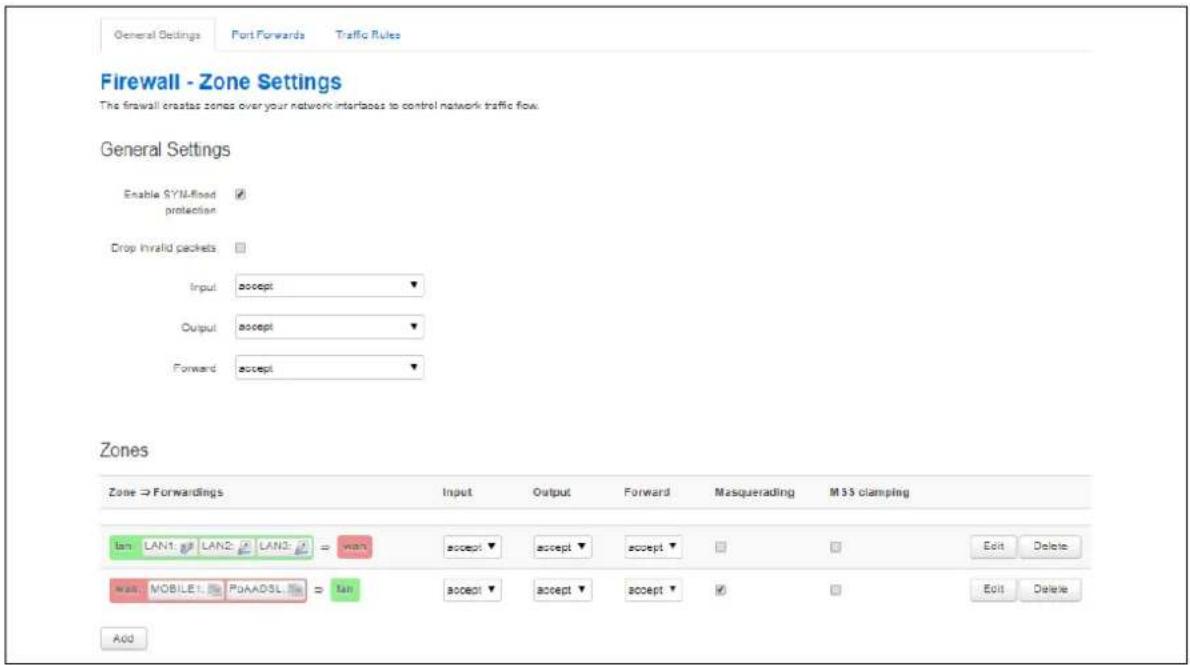 Virtual Access GW3300 - Firewall general settings - 1