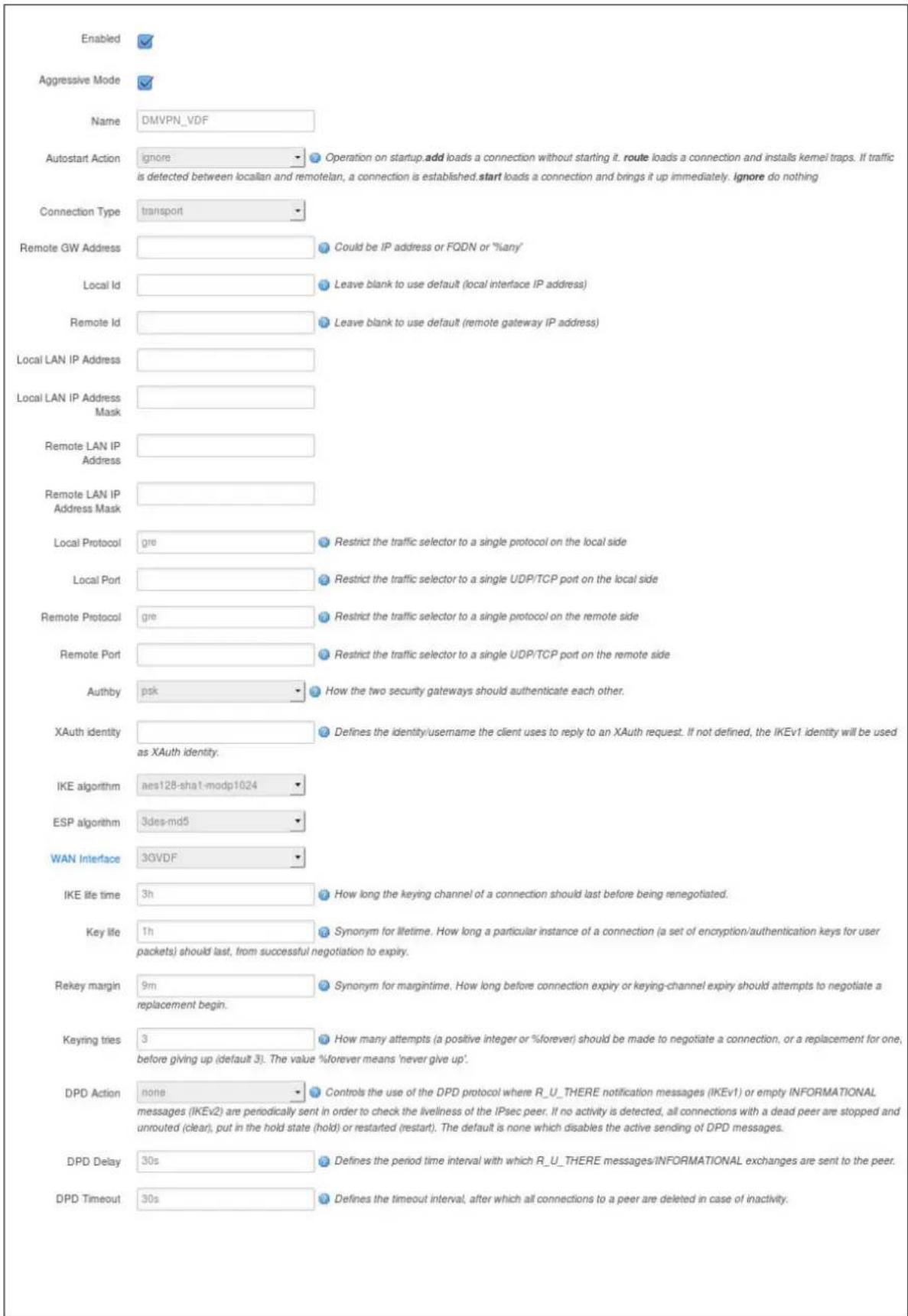 Virtual Access GW3300 - Configure connection settings - 1