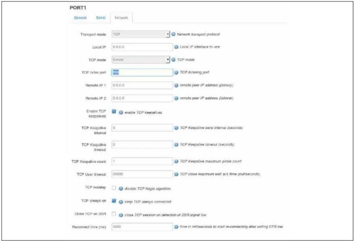 Virtual Access GW3300 - Port settings: network section - 1