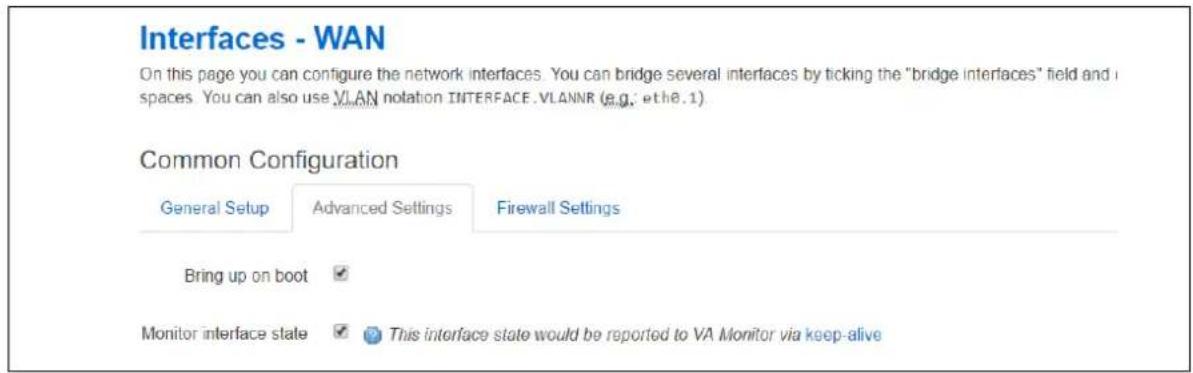 Virtual Access GW3300 - Enabling interface status in keepalive heartbeat via web interface - 1