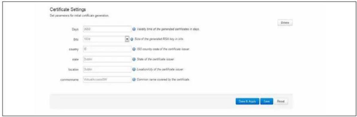 Virtual Access GW3300 - HTTPS server certificate settings - 1