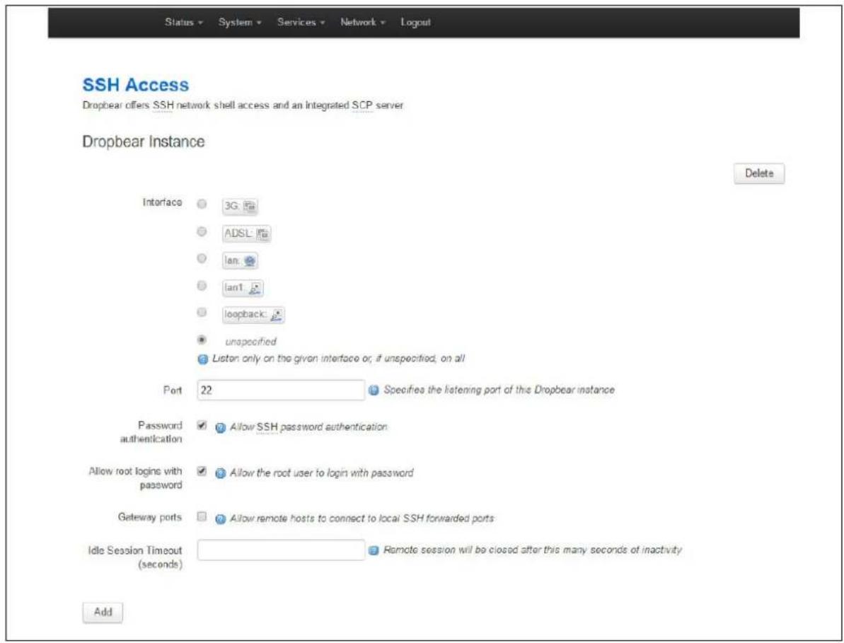 Virtual Access GW3300 - SSH access using the web interface - 1