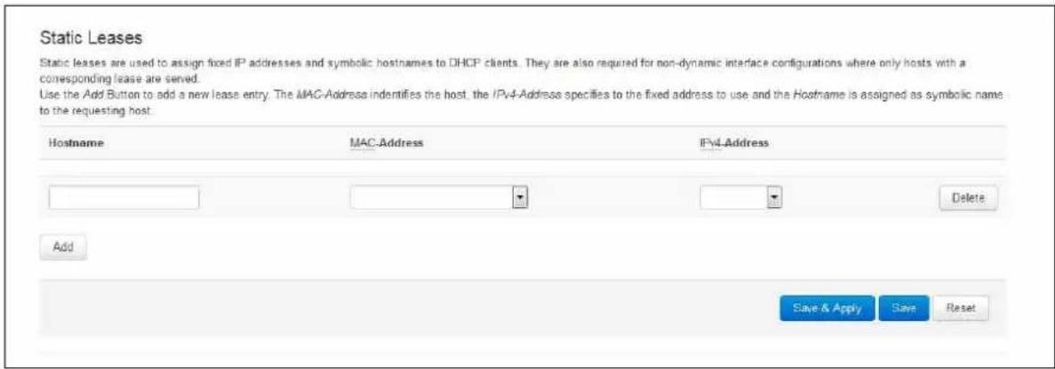 Virtual Access GW3300 - Static leases - 1