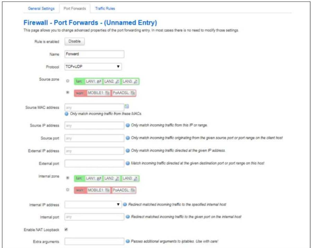 Virtual Access GW3300 - Firewall port forwards - 2