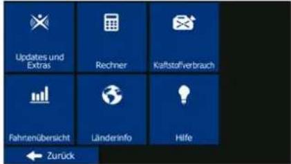 Updates und Extras Rechner Kraftstoffverbrauch Fahrtenübersicht Länderinfo Hilfe ← Zurück