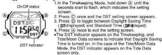 CASIO Baby-G BLX-560-7ER - To toggle the Timekeeping Mode time between DST and Standard Time - 1