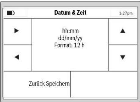 Datum & Zeit 1:27pm hh:mm dd/mm/yy Format: 12 h Zurück Speichern