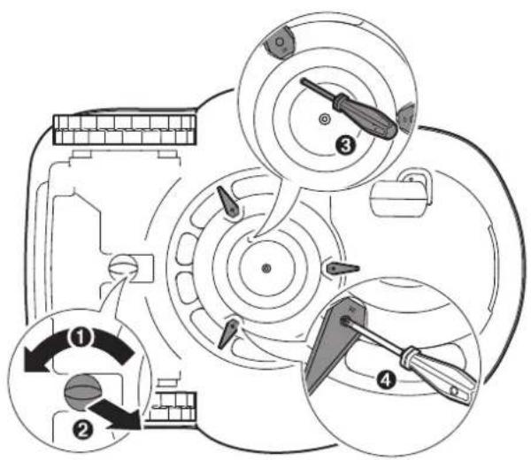 Diagram illustrating a mechanical assembly with numbered steps and component illustrations