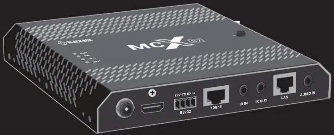 MCX [67] 12V TX RX G RS232 10G6E IR IN IR OUT LAN AUDIO IN