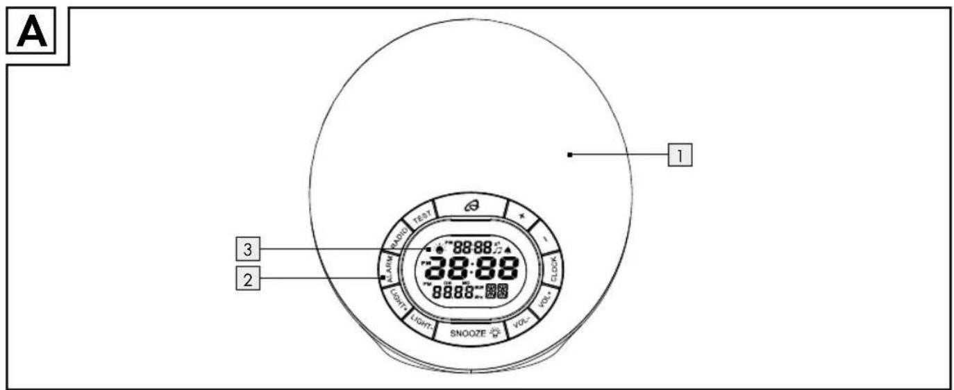 A 1 3 2 88:88 28:88 88:88' SNOOZE VO- VOL- CLOCK