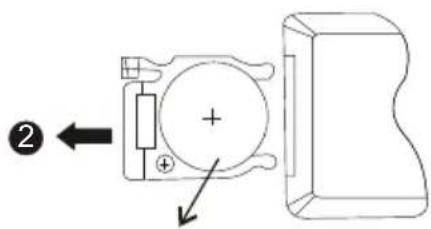 Diagram showing a mechanical or electrical component with labeled parts and directional arrows, including a plus and minus symbol.