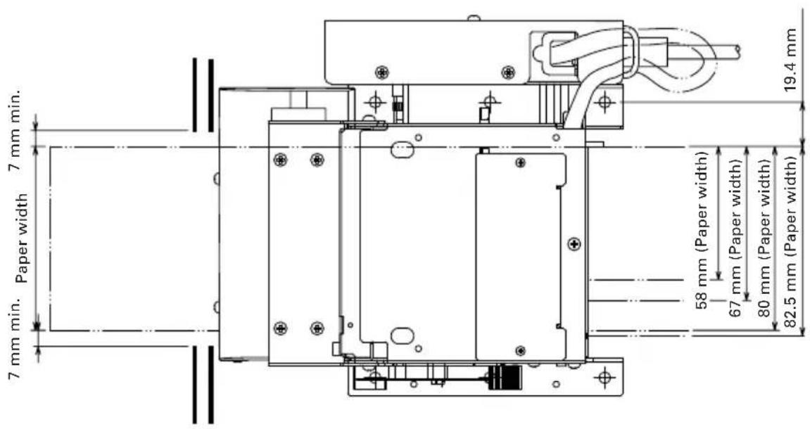 7 mm min. Paper width 7 mm min. Paper width 19.4 mm 58 mm (Paper width) 67 mm (Paper width) 80 mm (Paper width) 82.5 mm (Paper width)