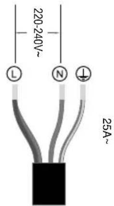 220-240V~ L N ↓ 25A~