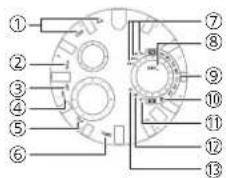 Diagram of a circular mechanical or electrical component with numbered parts labeled 1 through 13.