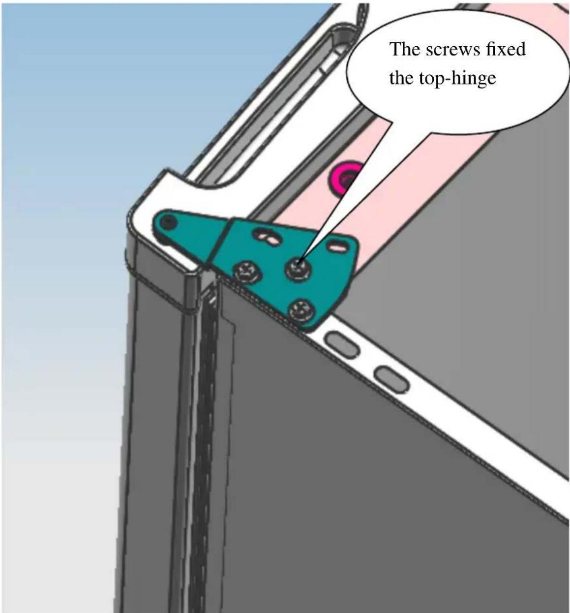 The screws fixed the top-hinge