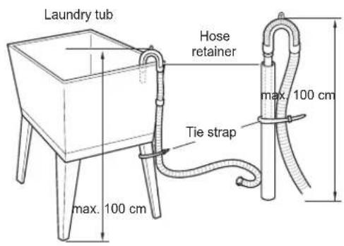 Laundry tub Hose retainer max. 100 cm Tie strap max. 100 cm
