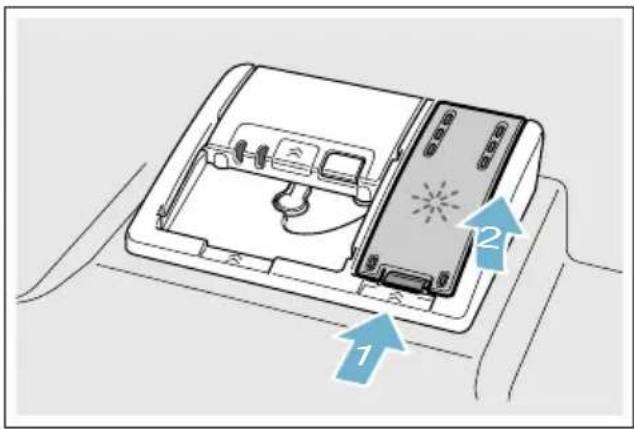 SIEMENS iQ300 SN636X00KE - So füllen Sie Klarspüler nach: - 1